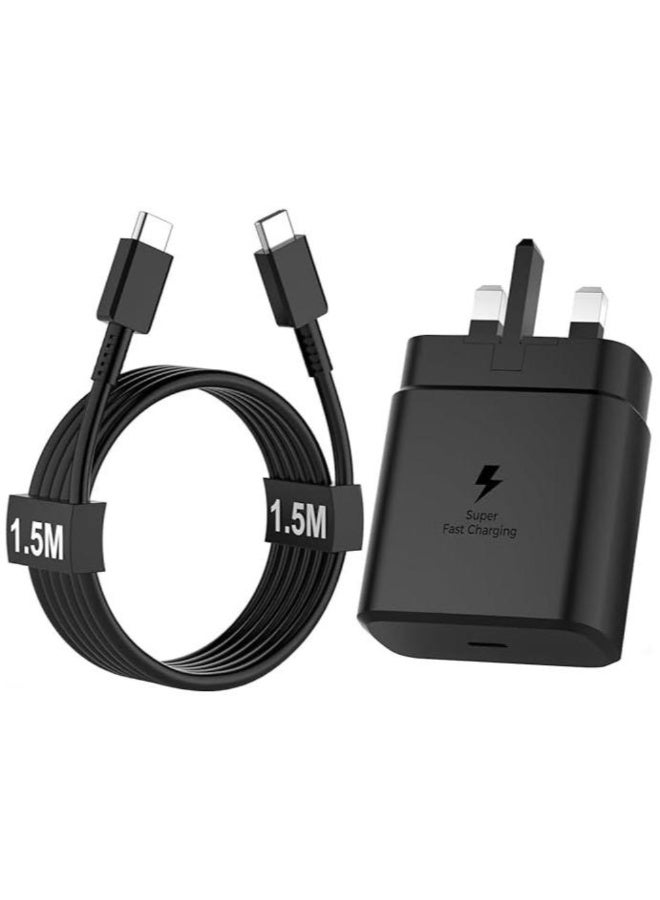 أكاليكس شاحن سامسونج سريع بقوة 45 واط من النوع C مع كابل بطول 1.8 متر - Super PD 3.0 لأجهزة Galaxy S24 Ultra و S23 Ultra و Z Flip5 و Z Fold5 و Tab S9 Ultra وغيرها (أسود) - Image 2